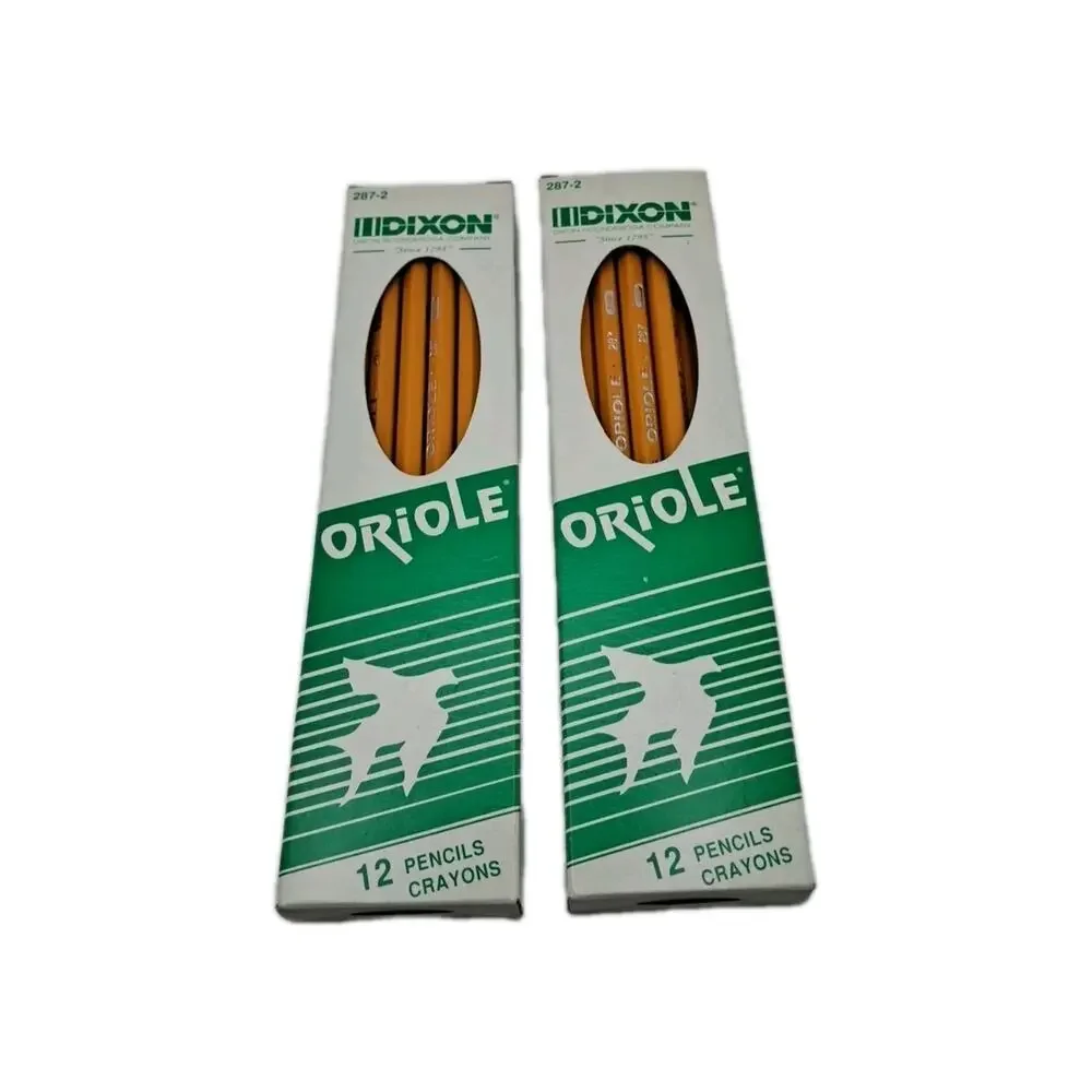 Lot 2 Dixon ORIOLE School Supply 12 Pencils Soft NonToxic Made In USA #287 VTG